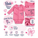 Бебешко боди Dream Big Little One за момиче в розово Rach 100% сертифициран памук | VIRAKIDS