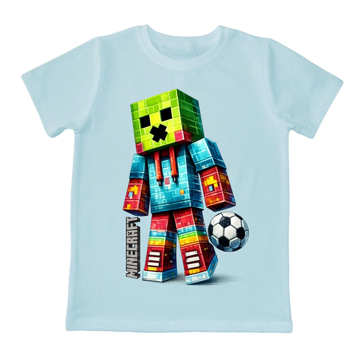 Детска тениска за момче с Minecraft принт и футболна топка VIRAKIDS Sevtex