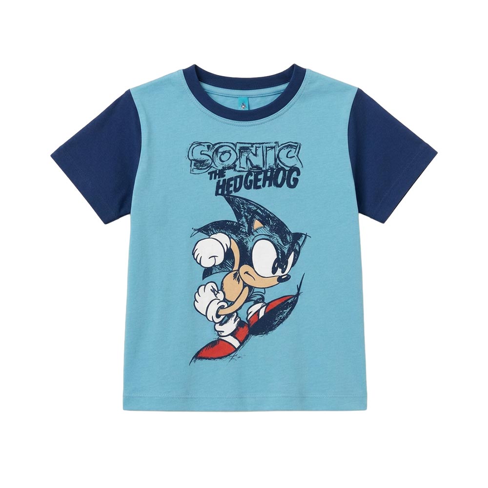 Памучна детска тениска за момче Соник Power Blue за момче Севтекс | VIRAKIDS