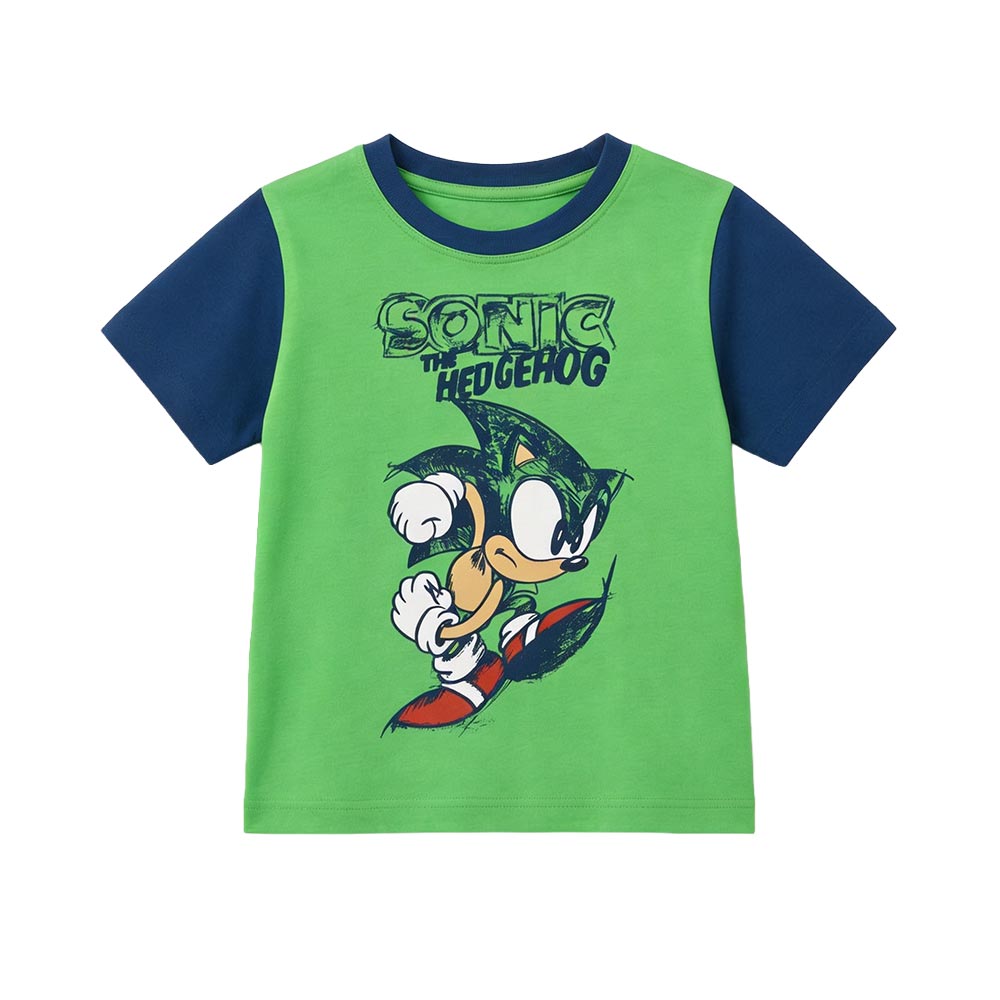 Памучна детска тениска Соник Power Green за момче на Севтекс | VIRAKIDS