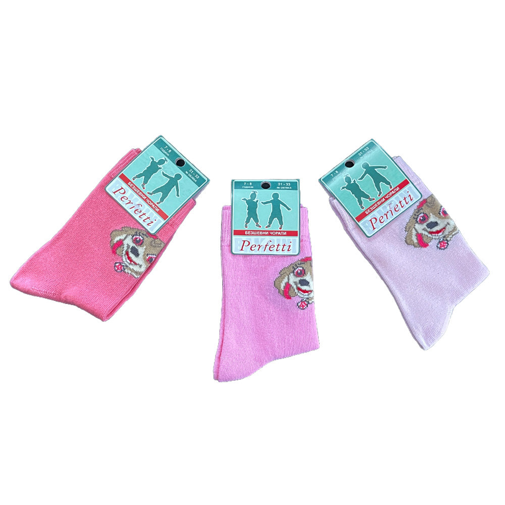 Комплект детски безшевни чорапи за момиче със Скай 3 броя Perfetti VIRAKIDS