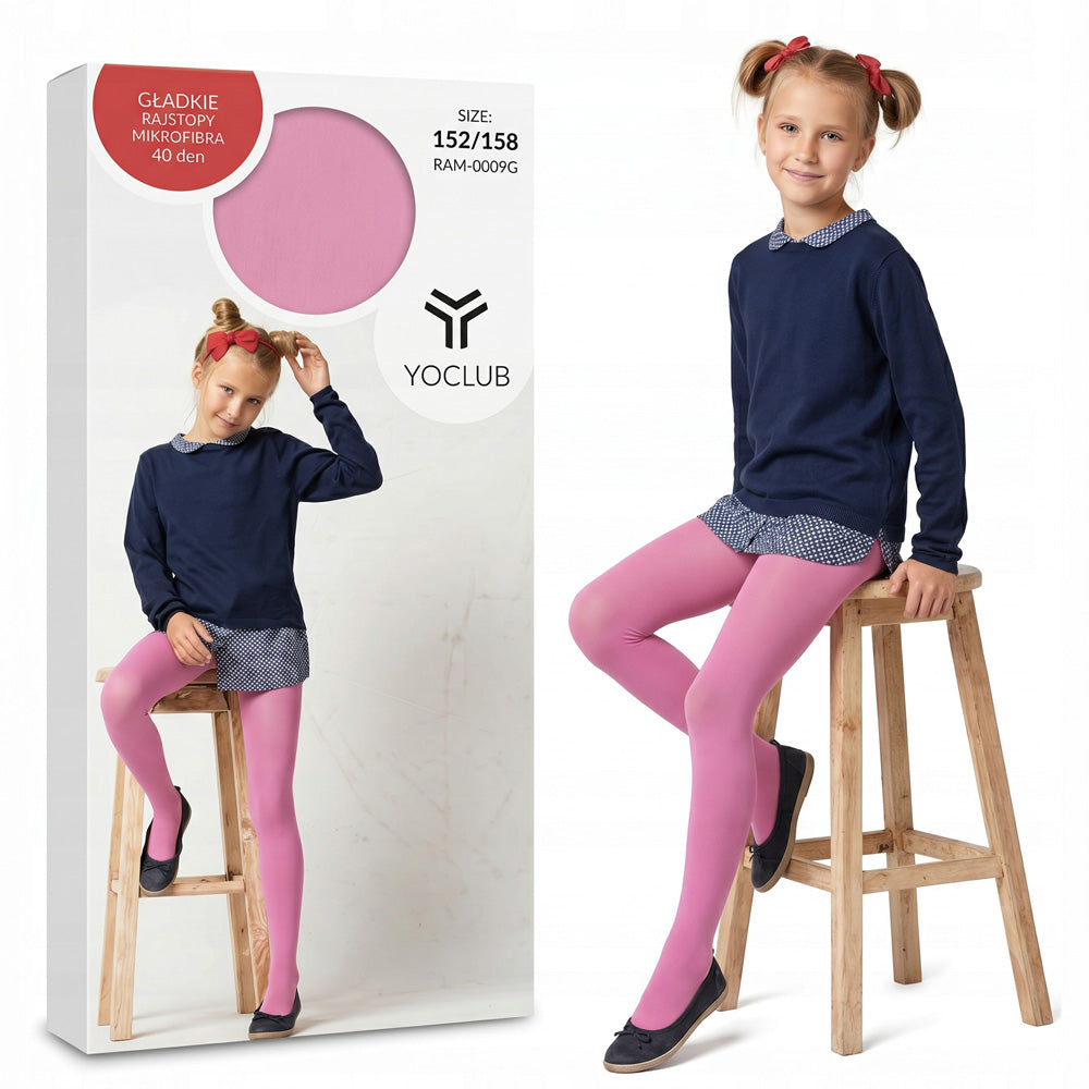 изчистен чорапогащник микрофибър за момиче в розово 40 den VIRAKIDS