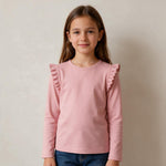 Елегантна детска блуза с дълъг ръкав за момиче Elegance в розово Мариела | VIRAKIDS