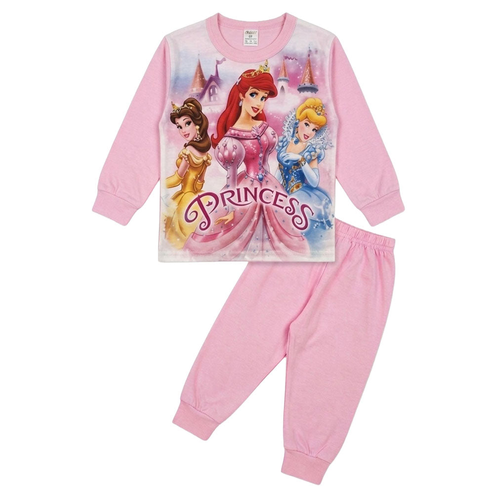 Детска пижама Princess с дълъг ръкав за момиче в розово КомТекс | VIRAKIDS