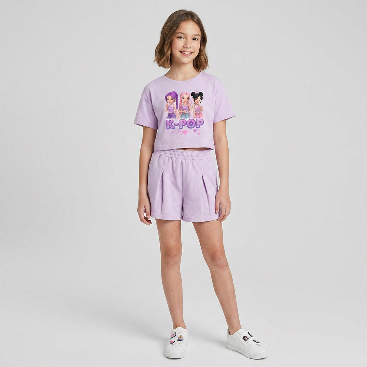 Детски летен комплект K-POP Purple Star за момиче