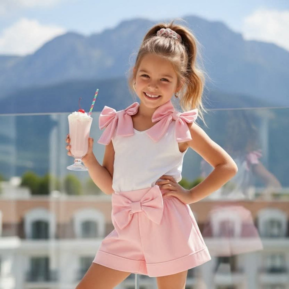 Детски летен комплект Sweet Pink Bow за момиче