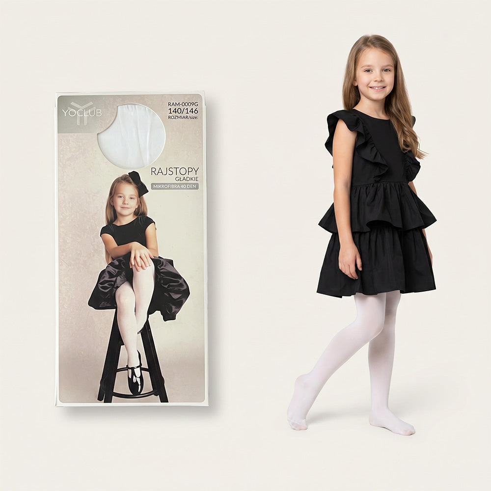 Изчистен чорапогащник микрофибър за момиче в бяло 40 den VIRAKIDS