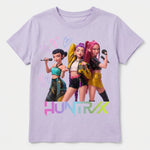 Детска тениска за момиче с принт HUNTR/X К-pop в лилав цвят VIRAKIDS Sevtex