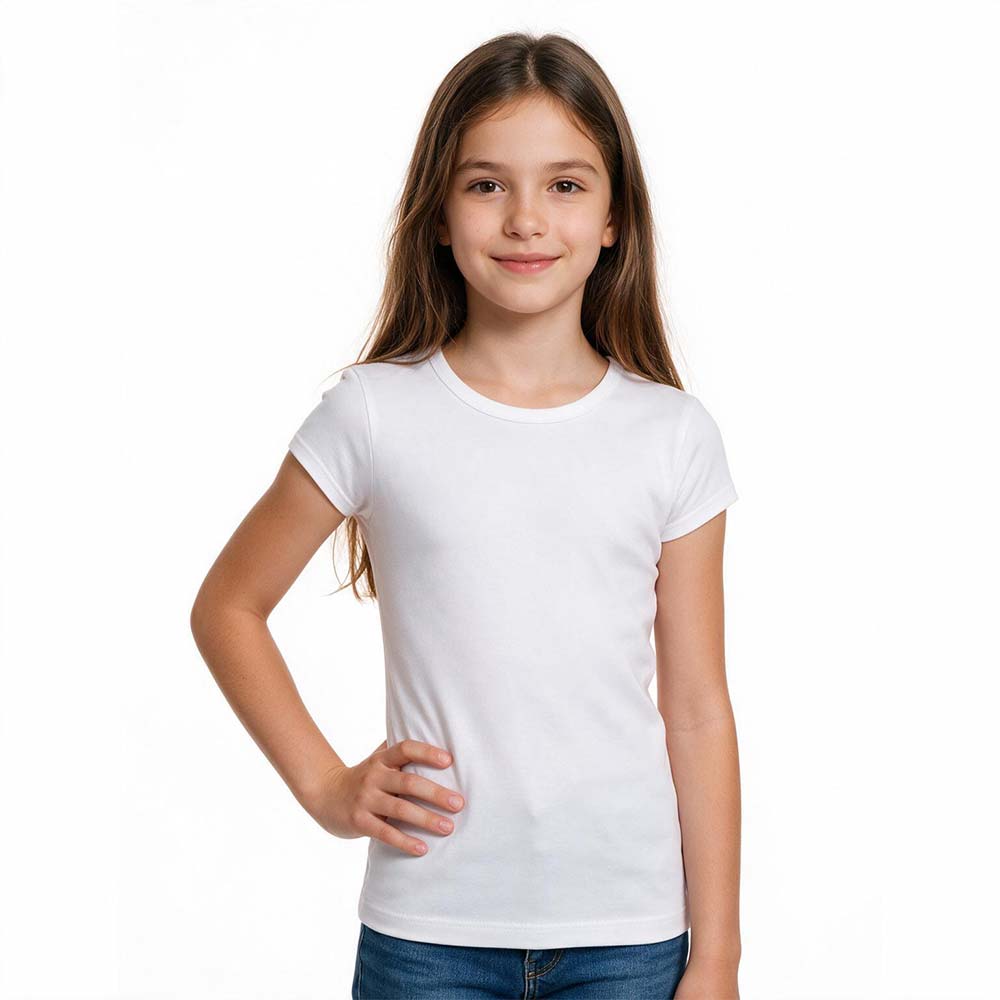 Детска бяла тениска вталена Pure Cotton White за момиче